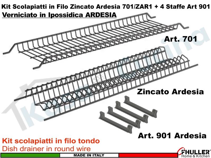 Scolapiatti ARDESIA FHULLER Griglia Piatti/Bicchieri Incasso Pensile da 40 a 90 + Staffe