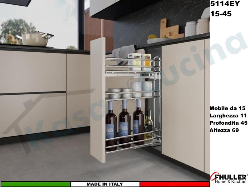 Cestello FHULLER Base Jolly ELLITE Estraibile 3 Ripiani da 15 Prof.45 Vedi Colore