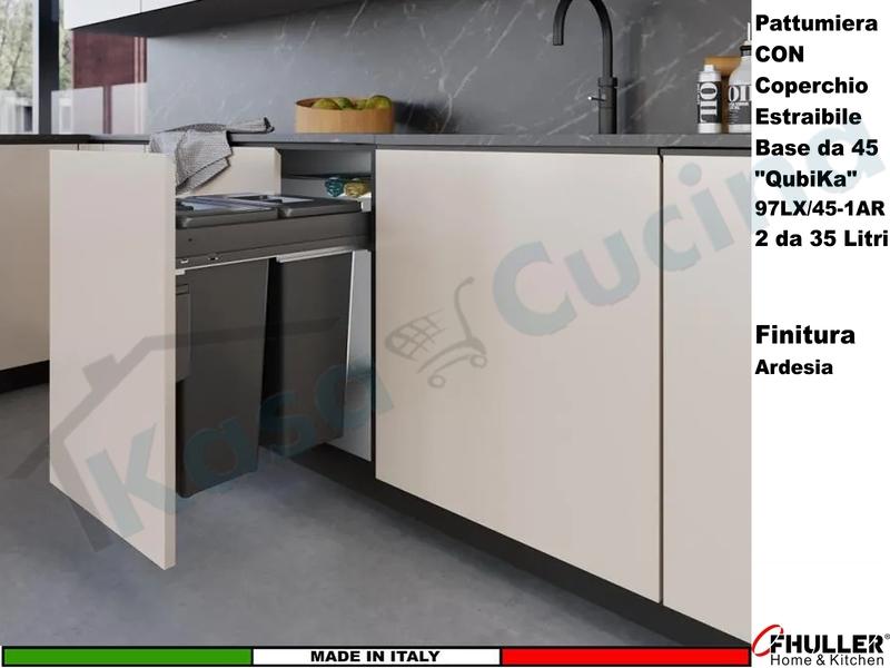 FHULLER Pattumiera Estraibile 97LX/45-1AR Fissaggio Anta Base 45 2 Secchi