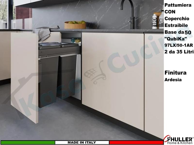 FHULLER Pattumiera Estraibile 97LX/50-1AR Fissaggio Anta Base 50 2 Secchi