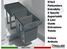 FHULLER Pattumiera Incasso Estraibile Frontale in Plastica Ardesia 2 Secchi