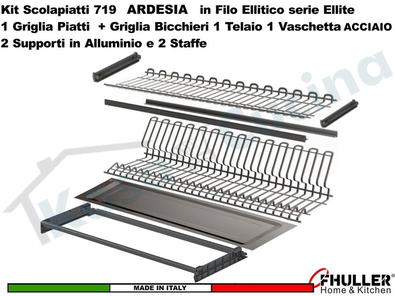 FHULLER Scolapiatti 719 Pensile 120 1 Telaio 1 Vaschetta INOX 2 Supporti Alluminio e 2 Staffe ARDESIA
