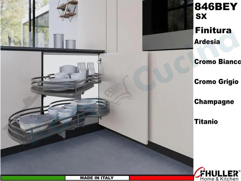 FHULLER 846BEY Meccanismo Estraibile Ammortizzato Base Angolo Anta da 45 SX Vari Colori