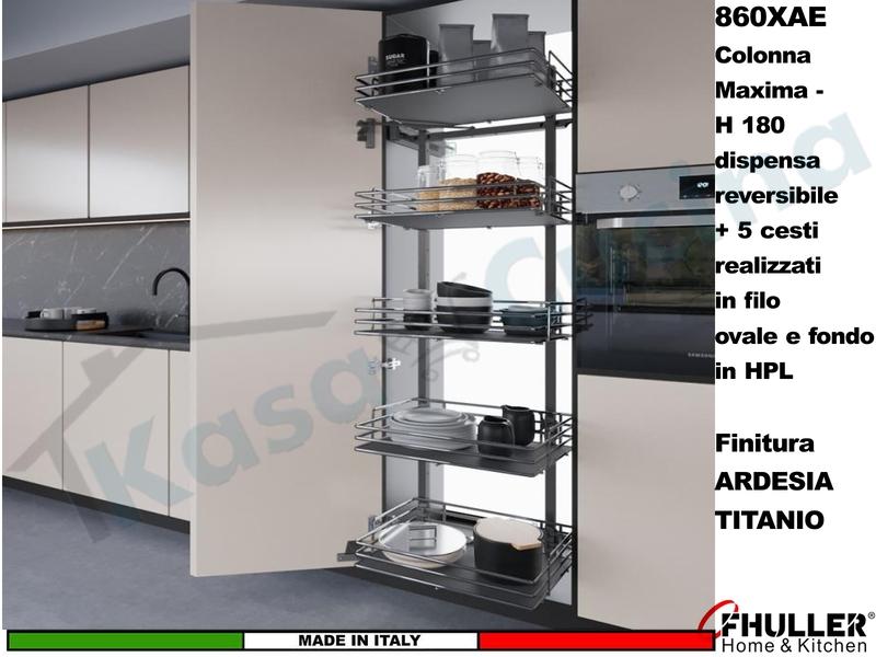 Colonna Dispensa Reversibile ELLITE 860XAE H.180 + 5 Cesti Da 30 a 75 Titanio