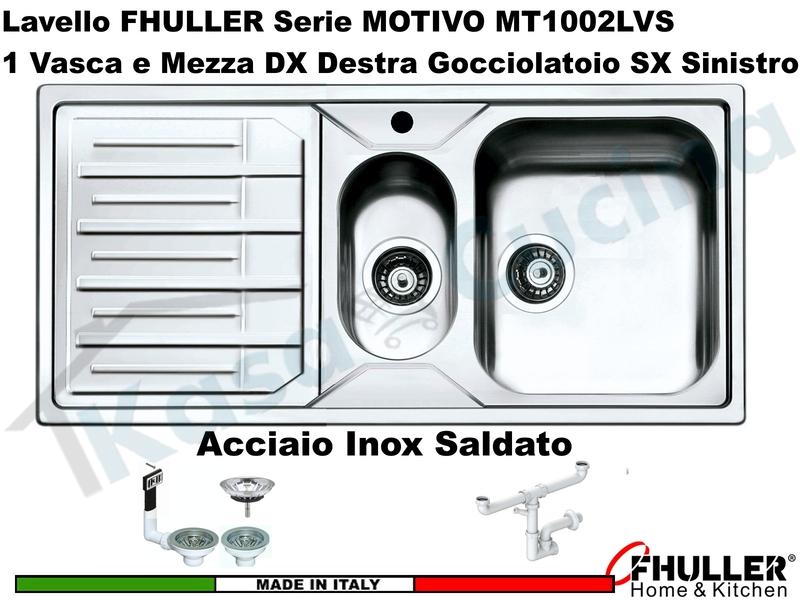 Lavello FHULLER Mod.MOTIVO Acciaio Spazzolato 100X50 1 Vasca H 18 ½ DX e Gocc. SX