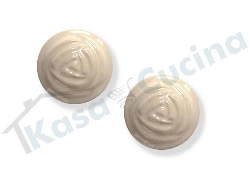Pomolo Pomello Fresia F01 Fiore bianco porcellana ceramica base ottone