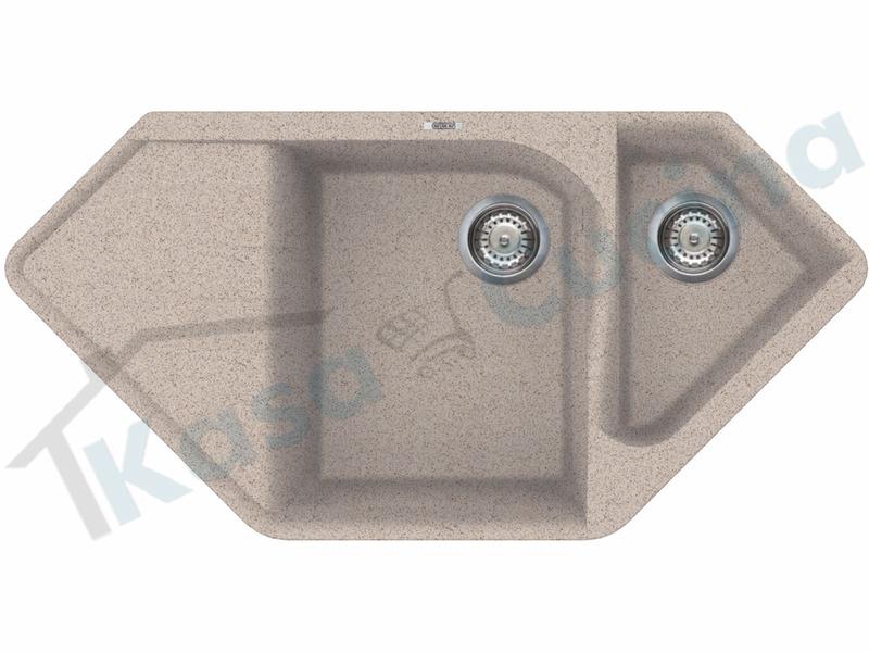 Lavello Ego Corner Angolare LGECOR53 830 X 830 2 Vasche con gocciolatoio angolo incasso cucina Granitek 53 Terra