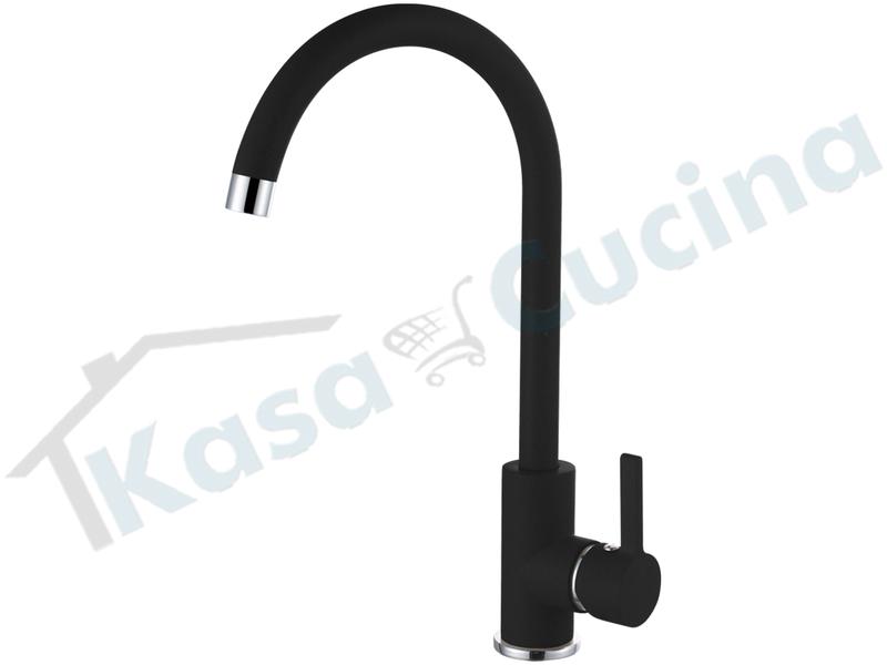 Rubinetto Miscelatore Monocomando Cucina C01 Canna Alta Granitek Nero