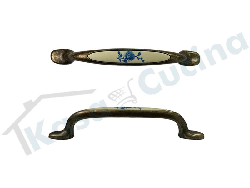 Maniglia Classica CALIFORNIA M42 ottone con ceramica Decoro Blù