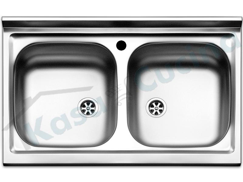 Lavello Appoggio cm. 80x50 Acciaio Inox Prelucido Pisa 2 Vasche