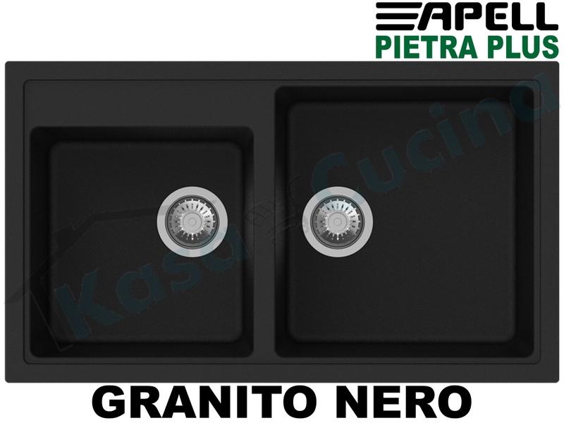 Lavello Apell Pietra Plus cm.86X50 2V Granito Nero