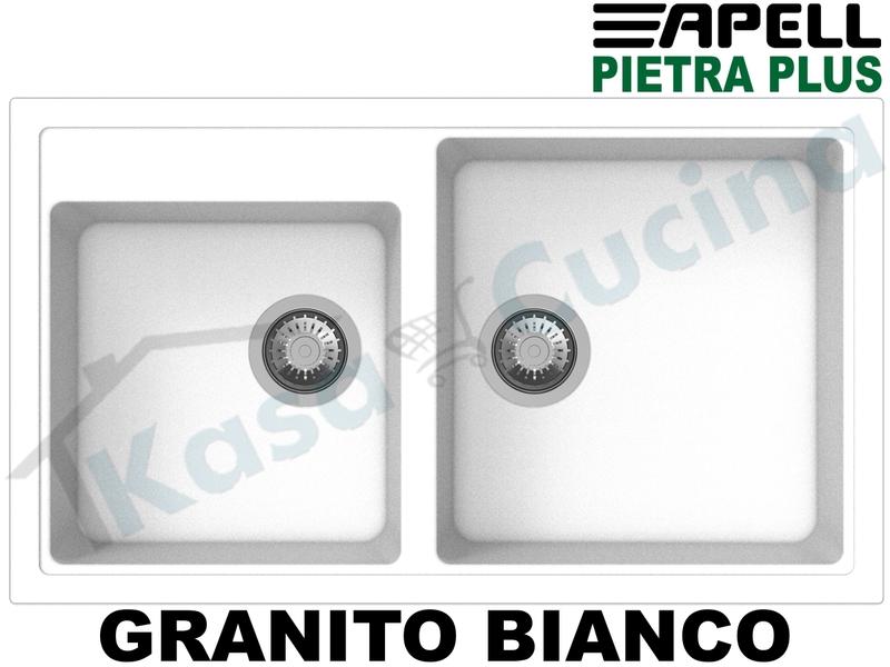 Lavello Apell Pietra Plus cm.86X50 2V Granito Bianco