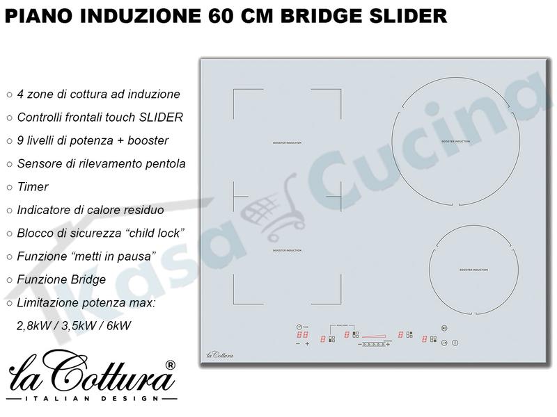 Piano Cottura 60 Induzione Incasso H6S48CW 4 Zone 9 Live Grigio Perla