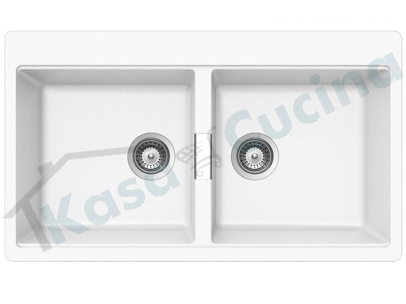 Lavello da Incasso Horizont 2 Vasche cm.86X50 Cristadur® Bianco Puro