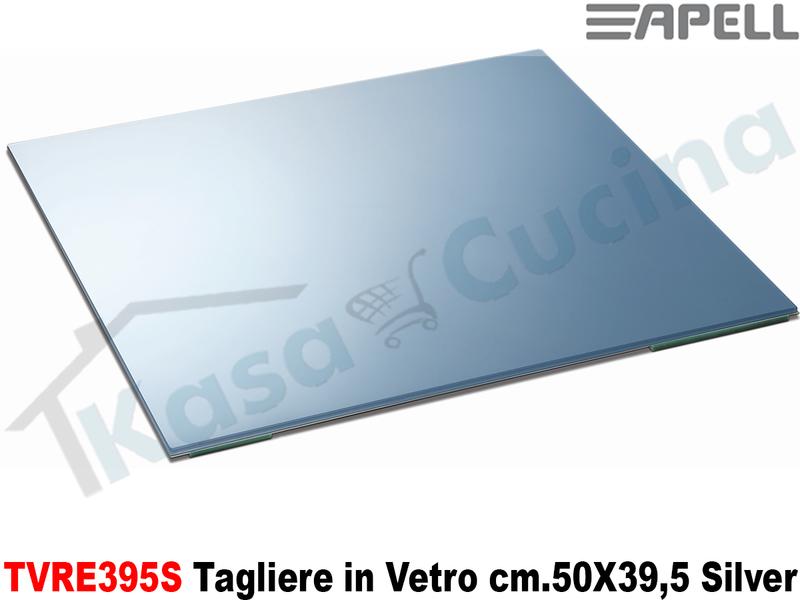 Kit 2 Accessori Apell TVRE395S Cover Tagliere in Vetro cm.50X39,5 Silver
