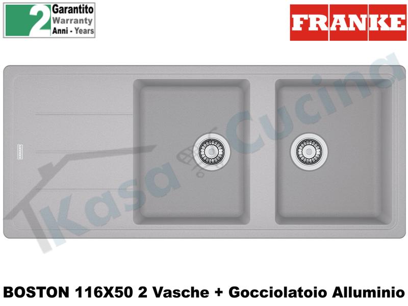 Lavello 116 X 50 2V + Gocc. Franke BFG621 9899994 Boston Alluminio