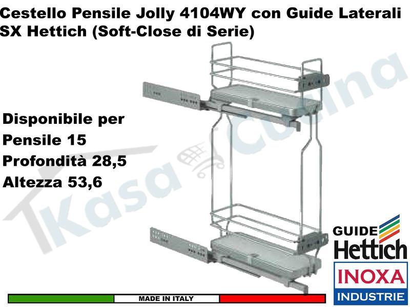 Cestello Jolly Inoxa DE LUXE Guide Laterali SX HETTICH Pensile 15 Prof. 53 H.53