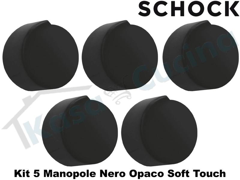 Kit 5 Manopole Nero Opaco Soft Touch per Piani Cottura Schock