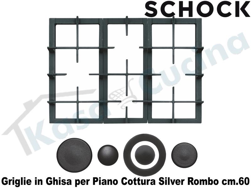 Kit Grighie in Ghisa e Cappellotti Coprifuoco per Piani Cottura cm. 60 Silver Rombo