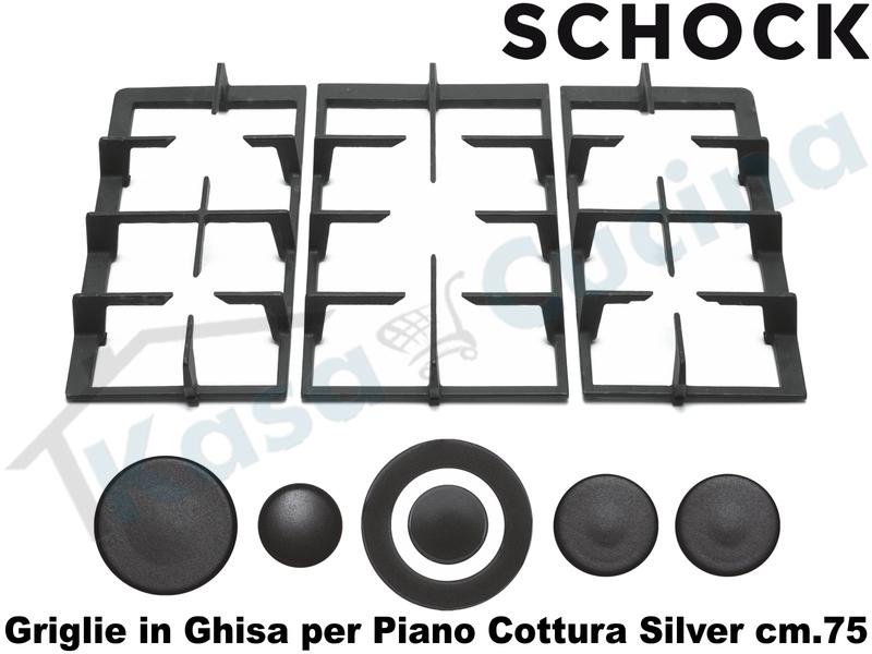 Kit Grighie in Ghisa e Cappellotti Coprifuoco per Piani Cottura cm. 75 Silver