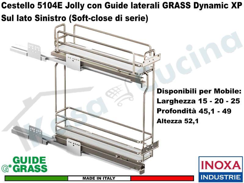 Carello Jolly Estraibile INOXA 5104EY/15-50 Guide Grass Base 15-20-25 Prof 50