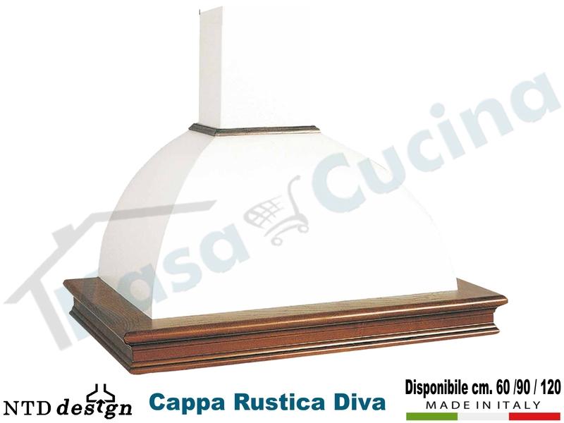 Cappa Rustica Cornice Legno Massello Diva con motore da 500 m³/h Classe D