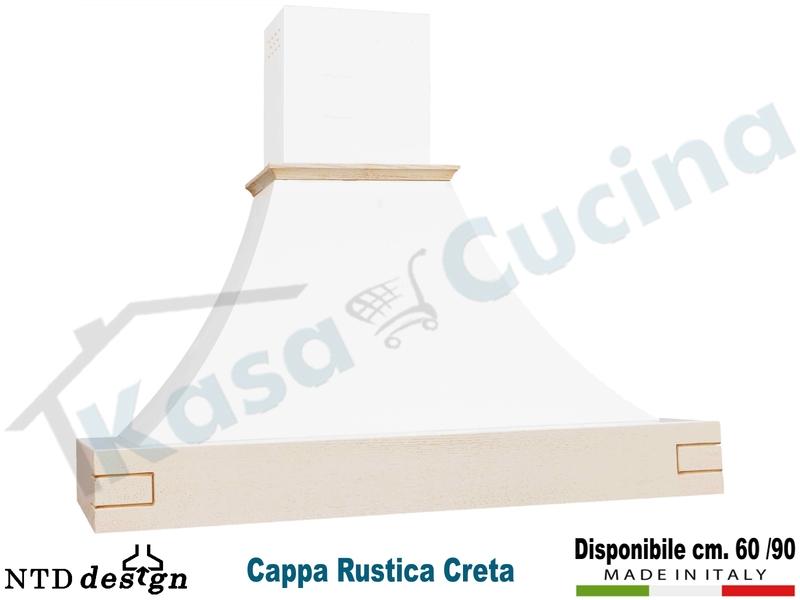 Cappa Rustica Cornice Legno Massello Creta con motore da 500 m³/h Classe D