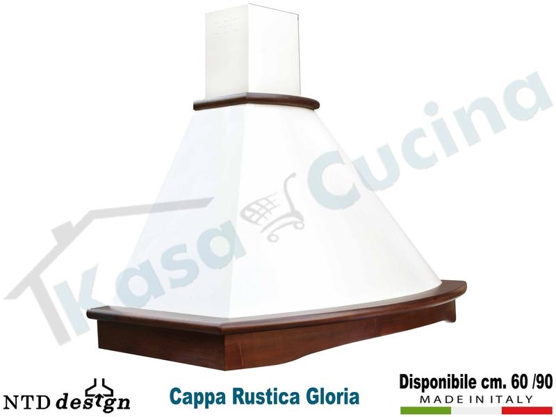 Cappa Rustica Cornice Legno Massello Gloria con motore da 500 m³/h Classe D