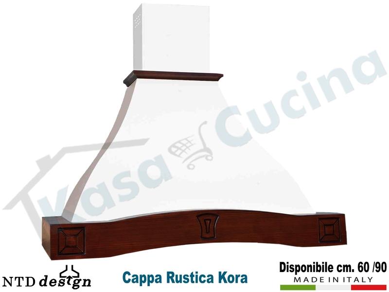 Cappa Rustica Cornice Legno Massello Kora con motore da 500 m³/h Classe D
