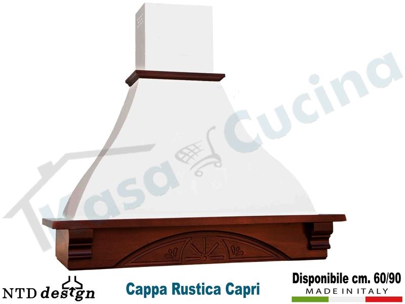 Cappa Rustica Cornice Legno Massello Capri con motore da 500 m³/h Classe D