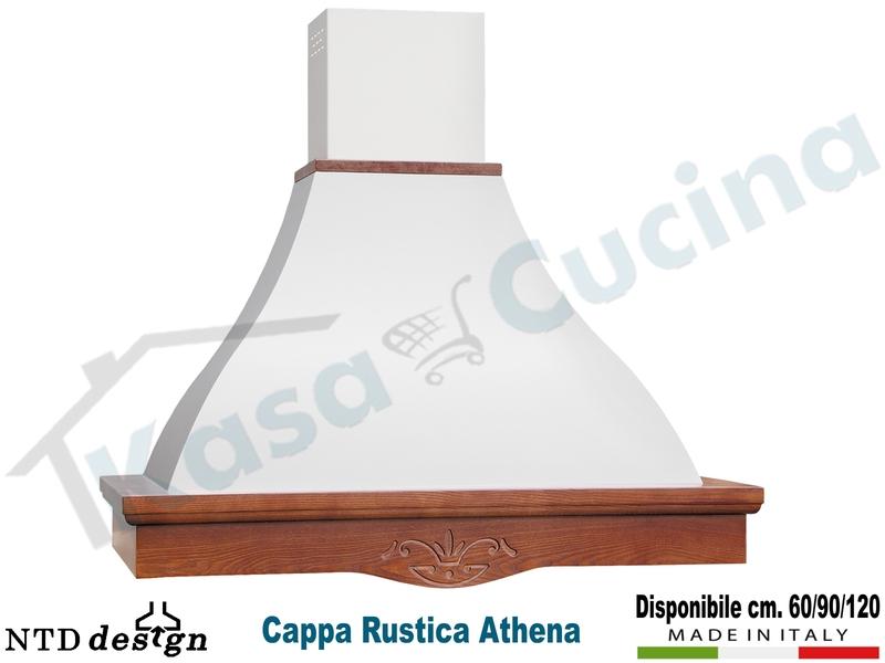 Cappa Rustica Cornice Legno Massello Athena con motore da 500 m³/h Classe D