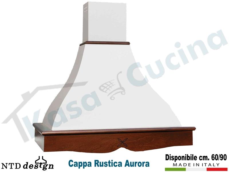 Cappa Rustica Cornice Legno Massello Aurora con motore da 500 m³/h Classe D