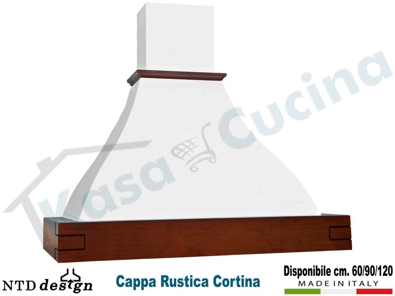 Cappa Rustica Cornice Legno Massello Cortina con motore da 500 m³/h Classe D