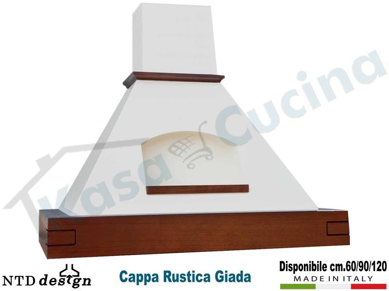 Cappa Rustica Cornice Legno Massello Giada con motore da 500 m³/h Classe D