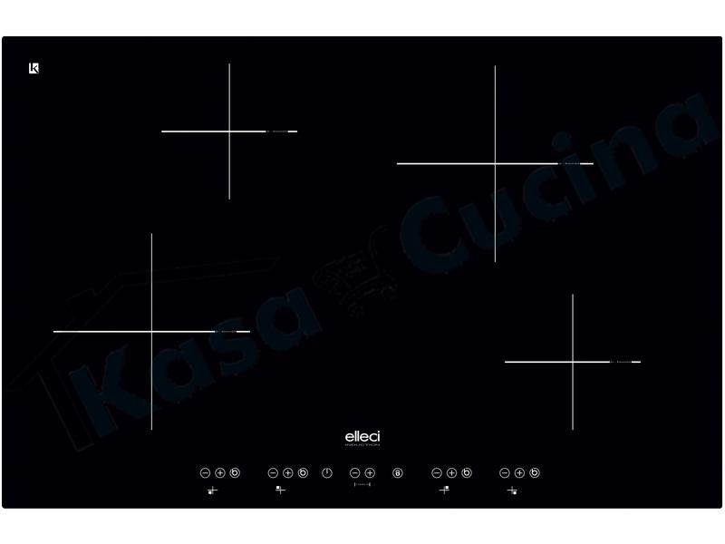 Piano Cottura Incasso cm. 77 Nero Leaf K86 Black Induzione 4 Zone Cottura 9 Livelli Potenza