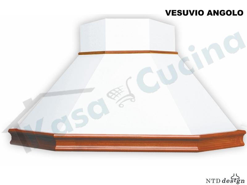 Cappa Angolo Vesuvio 103X103 Con Trave Legno Massello Frassino Verniciato