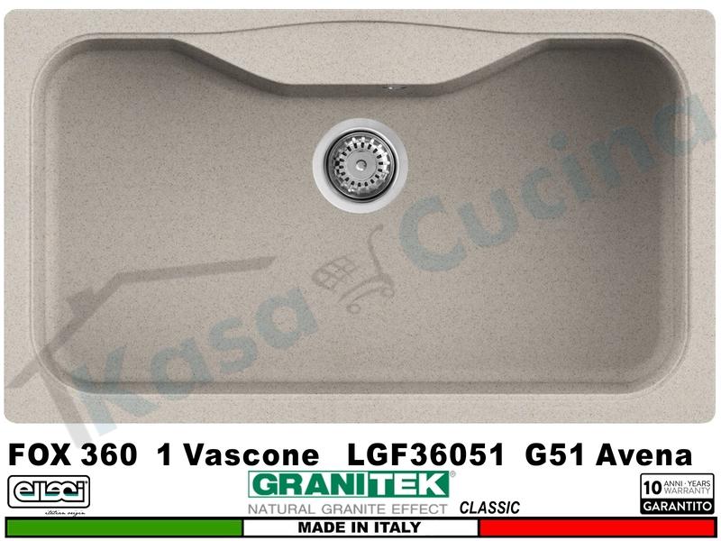 Lavello LGF36051 Fox 360 86X50 1 Vasca Granitek Classic® G51 Avena
