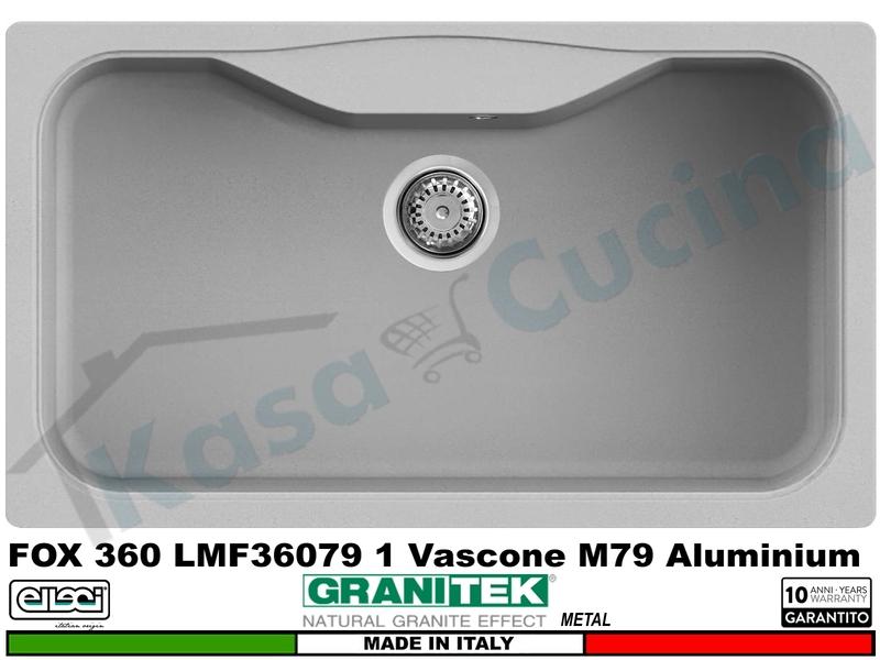 Lavello LMF36079 Fox 360 86X50 1 Vasca Granitek Metal® M79 Aluminium