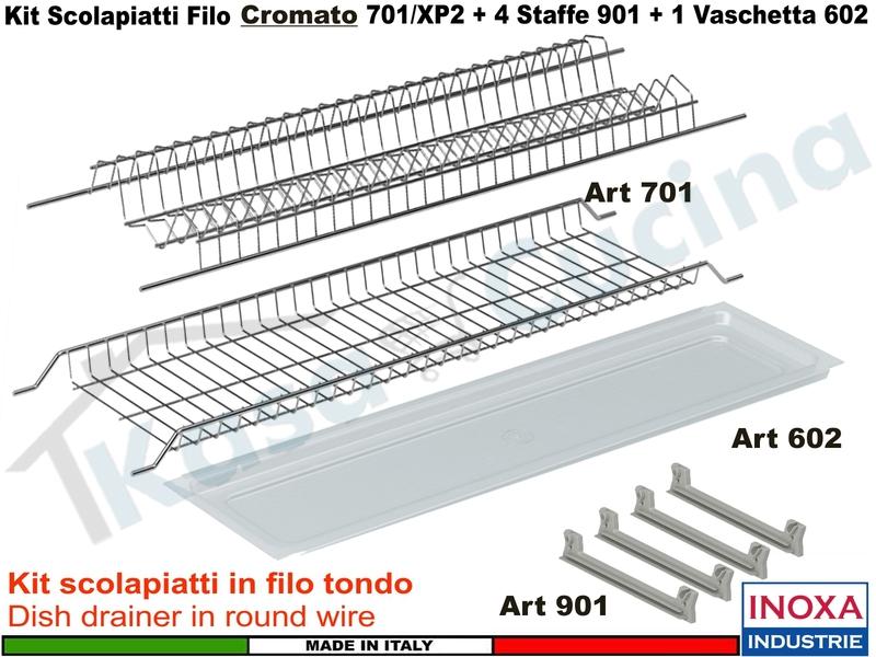 Kit Scolapiatti Zincato 75 701/75ZGP2 + 2 Staffe 901 + 1 Vaschetta 602
