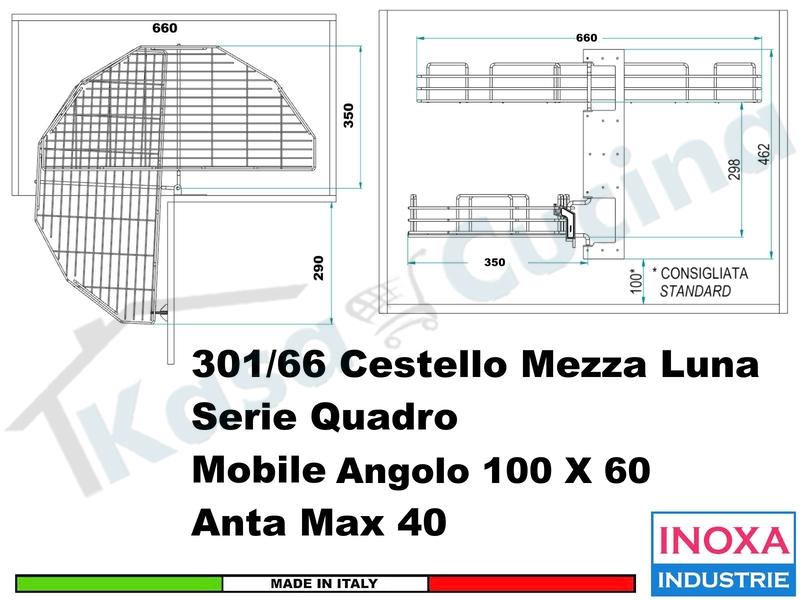 Kit 2 Art.301/66CR Mezzaluna Girevole +1 Staffa 905/S1 +1 Aggancio 905/S5 CROMO