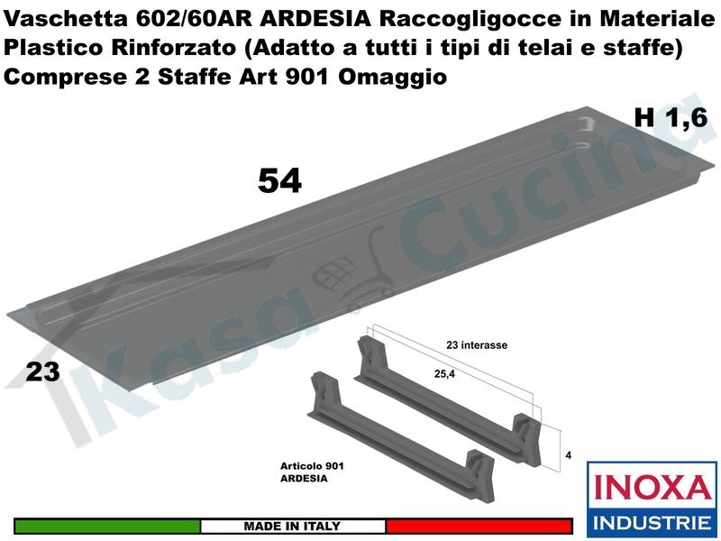 Vaschetta Raccogligocce ARDESIA INOXA 602/60AR Per Scolapiatti da cm. 60 + 2 901