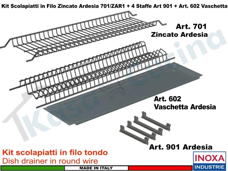 Kit Scolapiatti ARDESIA 80 701/80ZARP2 + 2 Staffe 901 + 1 Vaschetta 602