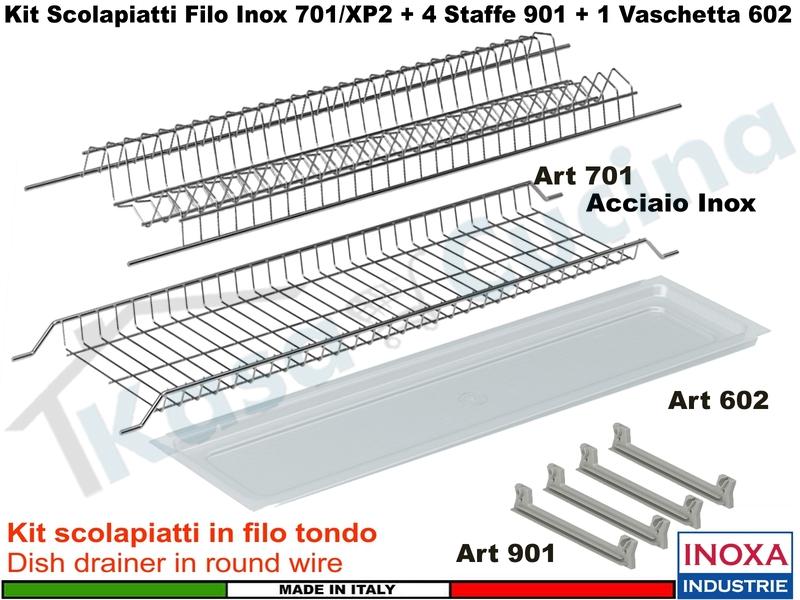 Kit Scolapiatti Filo Pensile 70 701/70XP2 + 4 Staffe 901 + 1 Vaschetta 602