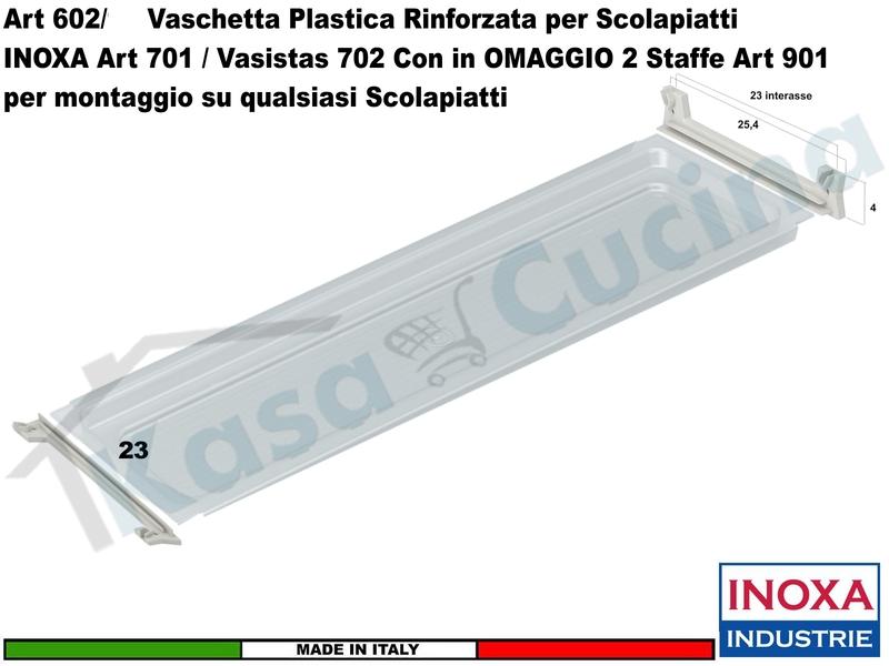 Vaschetta Raccogligocce Trasparente 602 Scolapiatti 40-45-50-60-70-75-80-90 + 2 Staffe