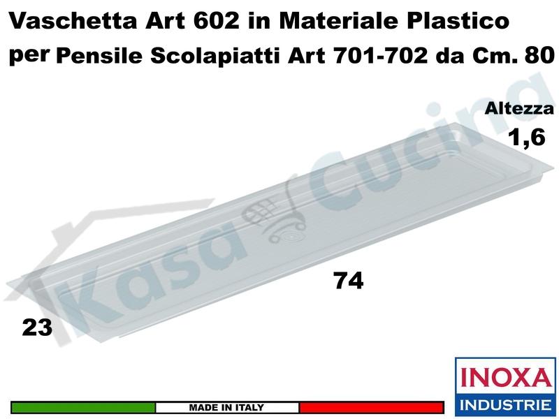 Vaschetta Raccogligocce Trasparente INOXA 602/80 Per Scolapiatti da 80 Interno 74