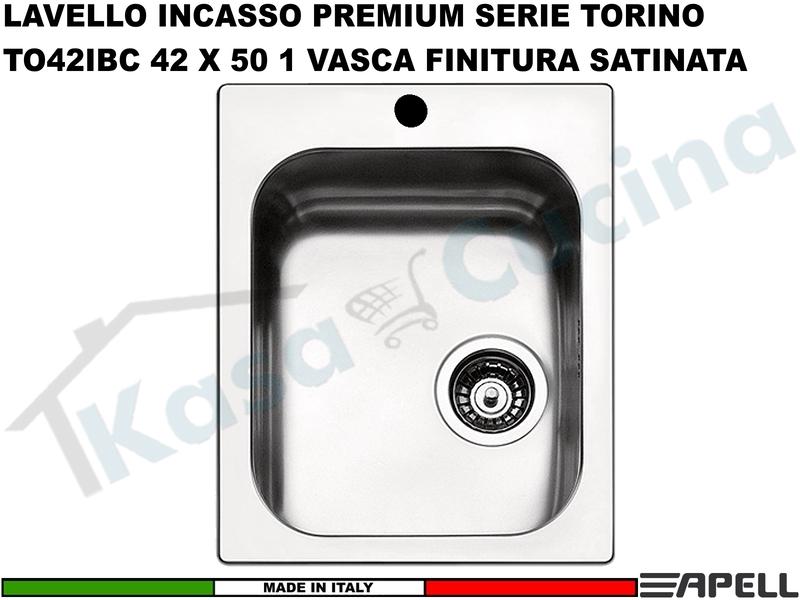 Lavello da Incasso Torino cm. 42X50 in Acciaio Inox 1 Vasca