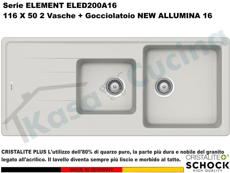 Lavello Incasso cm.116x50 Element Alumina New 16 Cristalite 2 Vasche