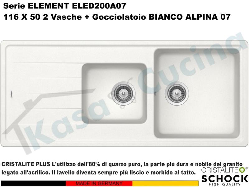Lavello Incasso cm.116x50 Element Bianco Alpina 07 Cristalite 2 Vasche
