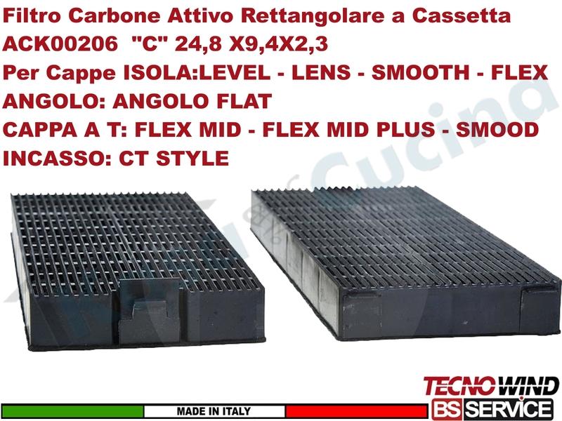 KIT 2 Filtri Carbone Attivo Rettangolare a Cassetta ACK62260 "C" 24,8 X 9,4 X2,3