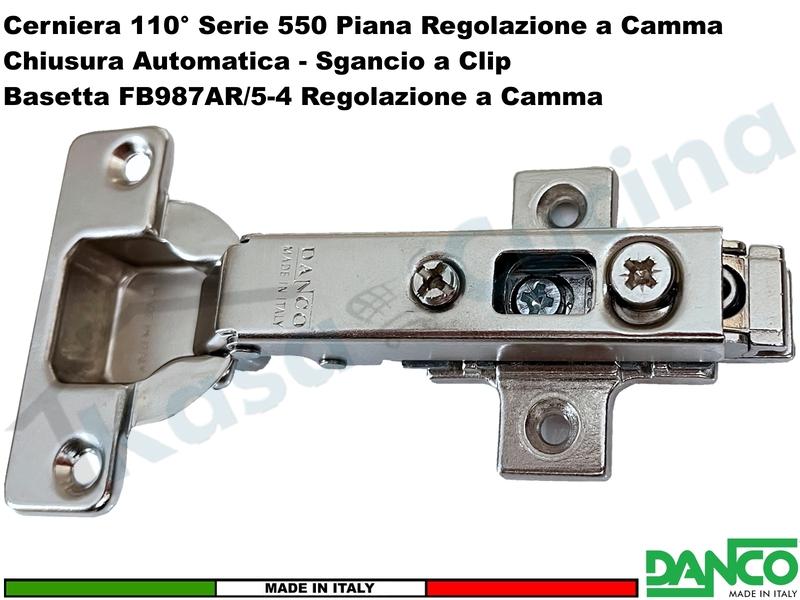 Cerniera Clip Danco F55080P44 Automatica 110° Collo Piano + Basetta 987 Zama